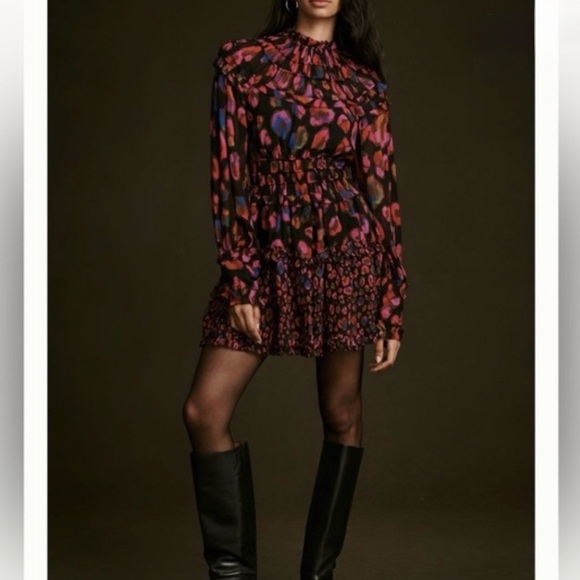 Farm Rio Iridescent Leopard Ruffled Mini Dress - Picture 9 of 9